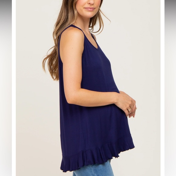 Navy Ruffle Hem Maternity Tank Top from Pink Blush - Size XL - Picture 1 of 7
